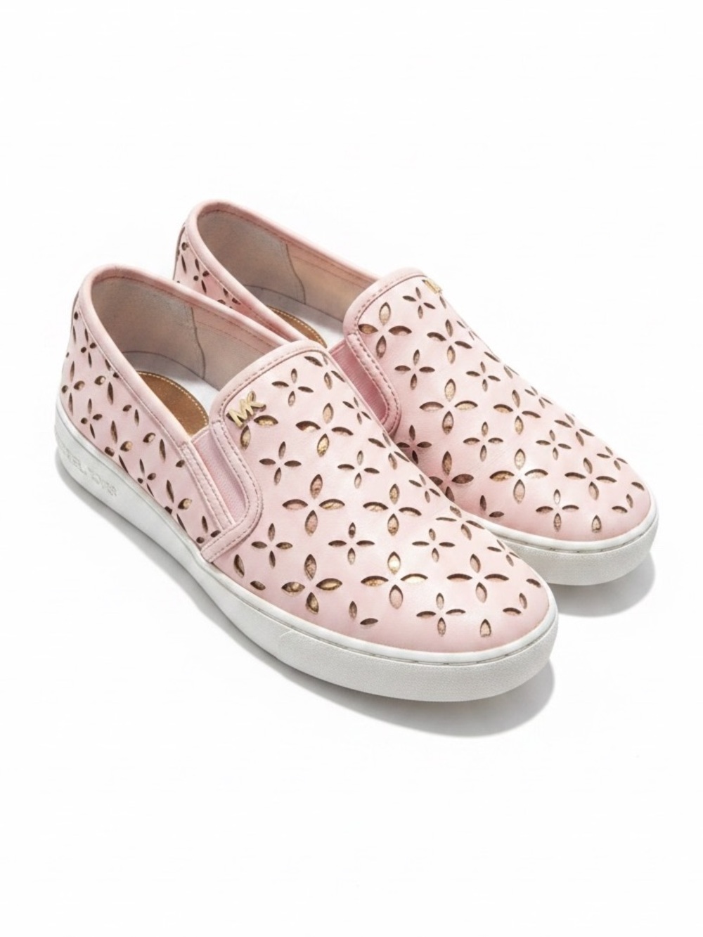 Michael Kors Keaton Slip On Sneakers Perforated Blush Pink Leather Size 5